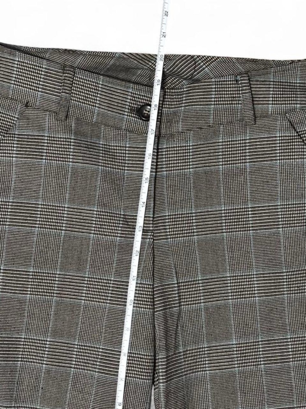 Speechless Glen Check Plaid Tailored Shorts Size 5 Neutral Teal Cuffed - Picture 4 of 5